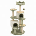 Árbol para gatos de madera prensada con felpa y sisal, verde y gris, 138 cm