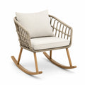 Mecedora de madera y cuerda con cojín de poliéster beige