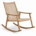 Mecedora de madera de teca y cuerda de poliéster beige