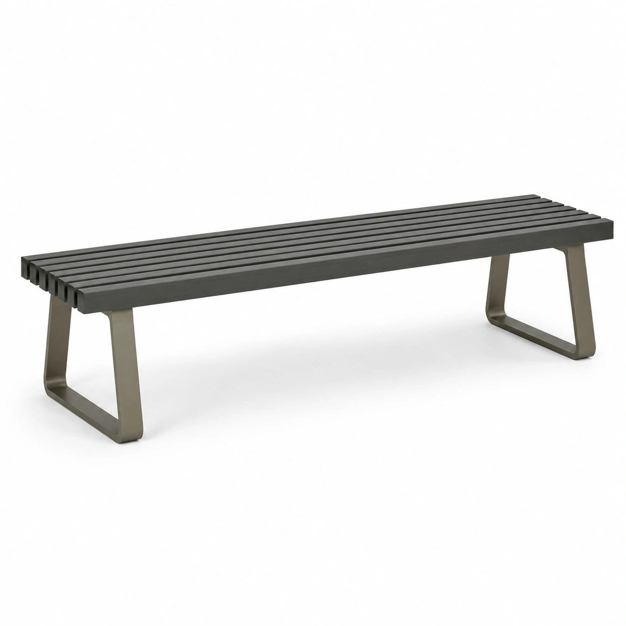 Banco de metal con asiento de aluminio negro 180 cm