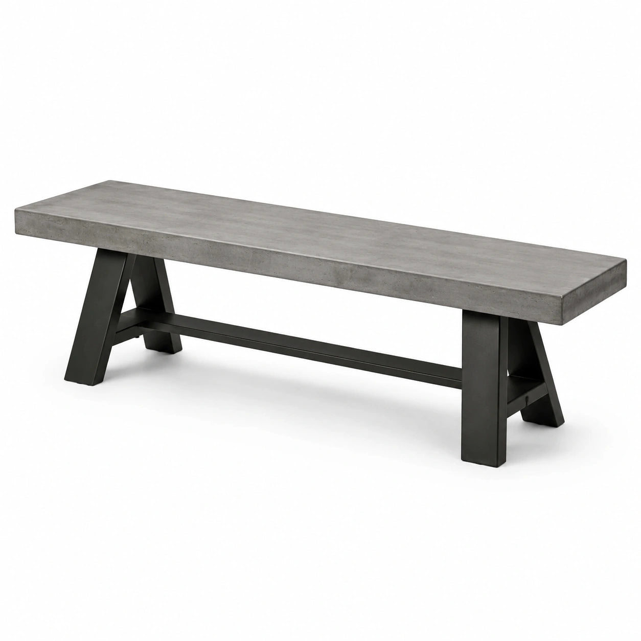 Banco de Hormigón y Metal Gris/Negro 180 cm