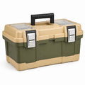 Caja de herramientas de plástico ABS verde y beige