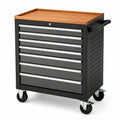 Carro de herramientas de metal y madera con 7 cajones y ruedas 70x45x85 cm