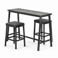 Conjunto de bar con mesa de metal y 2 taburetes de cuero sintético