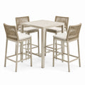 Conjunto de mesa de aluminio con taburetes de cuerda sintética beige