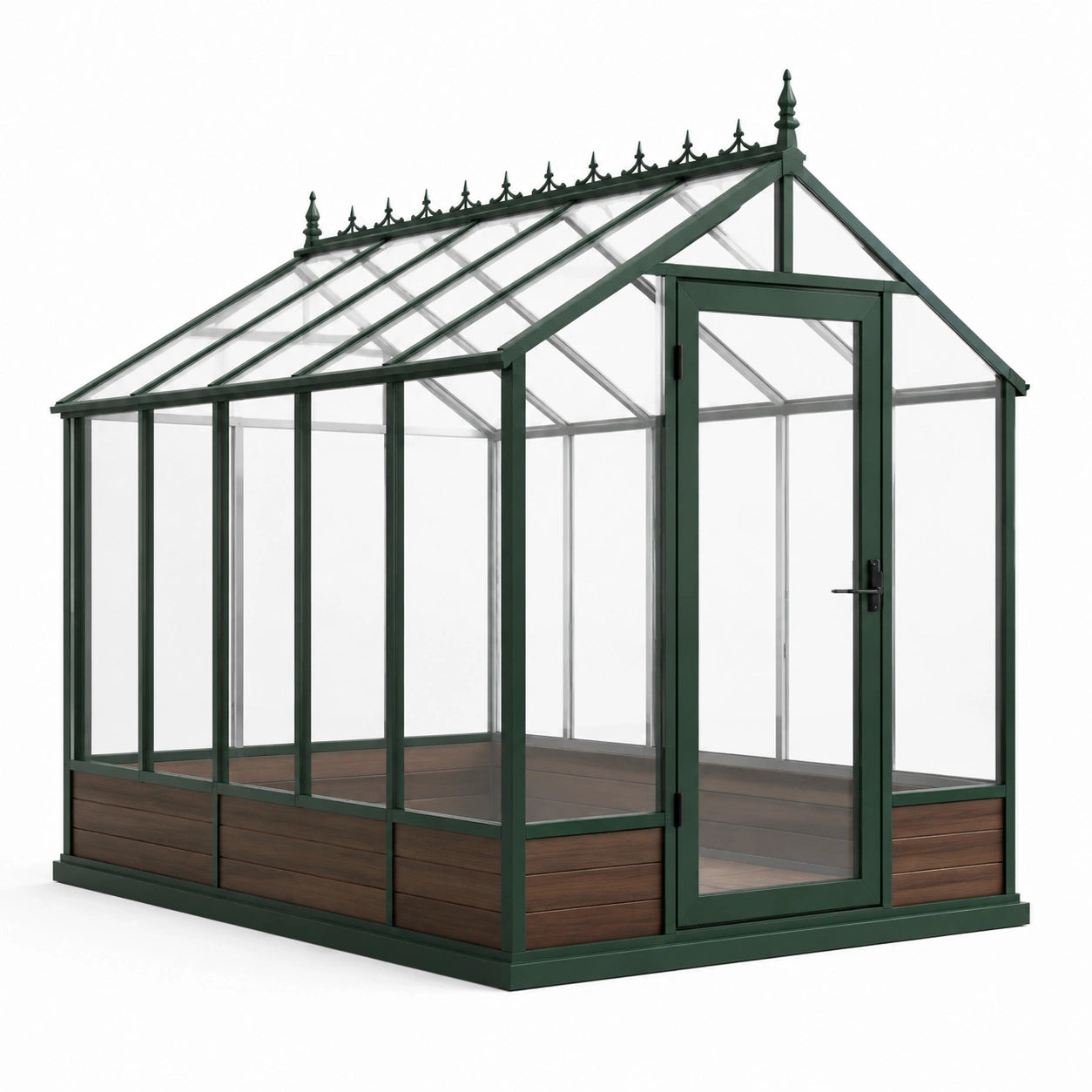 Invernadero de aluminio y vidrio templado verde