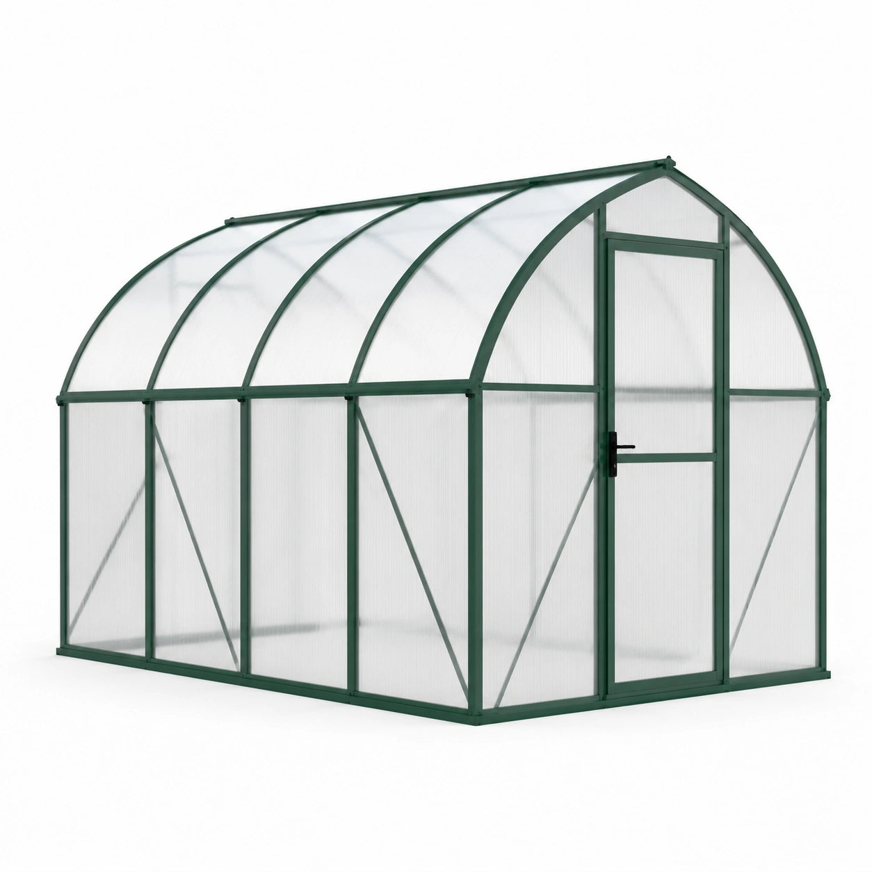 Invernadero de policarbonato transparente con estructura de aluminio verde 300x200x200cm